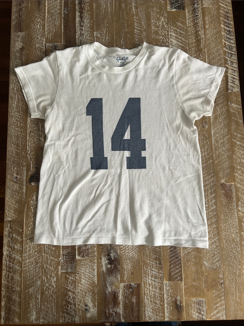 Brandy Melville White Tee with Navy '14' Graphic